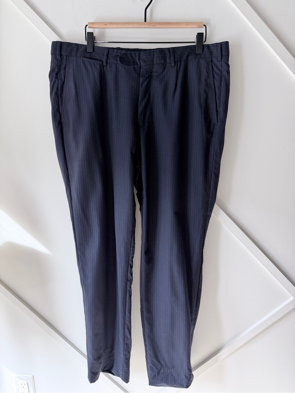 Ermenegildo Zegna Navy Pinstripe Dress Pants 40 | Tailored Trousers | As Is